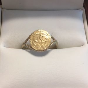 Vintage gold coin panda ring